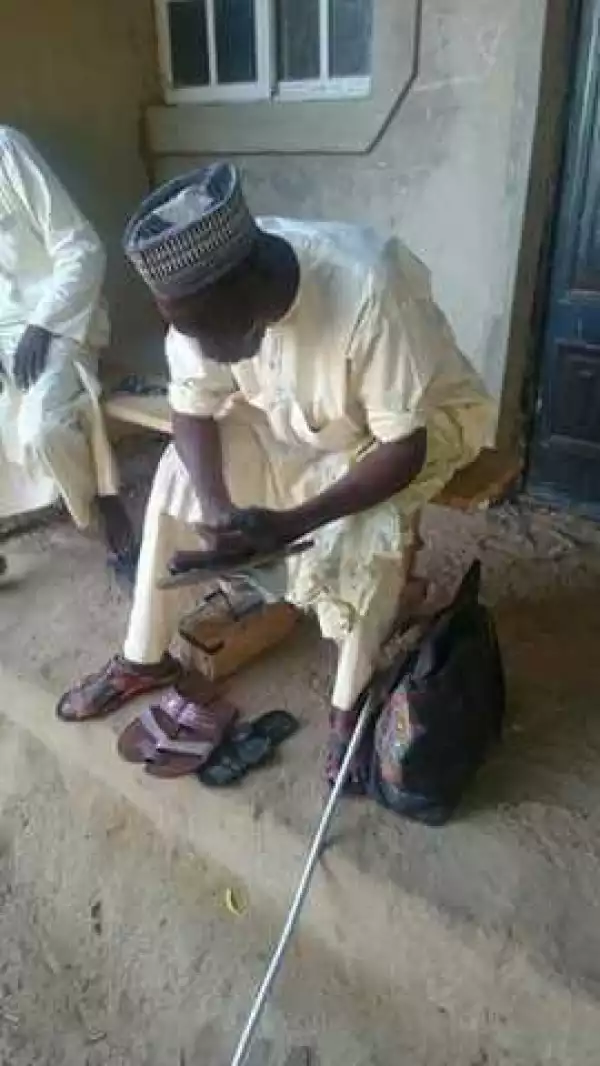 Inspiring!! See These Photos Of A Blind Musa Who Works As A Cobbler In Jigawa